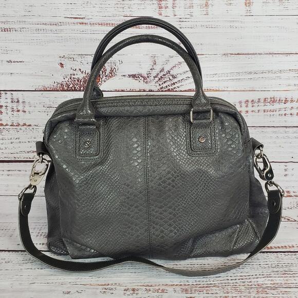 Jewel Gray Large Zip Slouchy Satchel Purse Dual Handle & Strap Shoulder Bag - Picture 2 of 14
